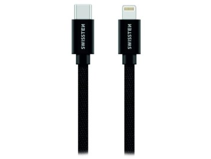Swissten datový kabeltextile usb-c / lightning 2,0 m černý