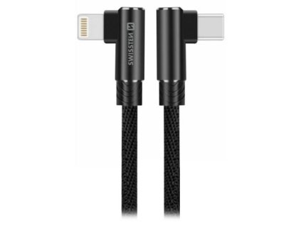 Swissten textilní datový kabel arcade usb-c / lightning 1,2 m černý