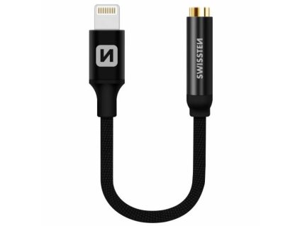 Swissten audio adaptértextile lightning /jack(samice) 0,15 m černý