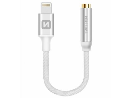 Swissten audio adaptér textile lightning /jack(samice) 0,15 m stříbrný