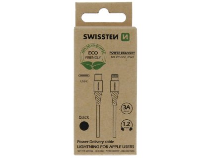 Swissten datový kabelusb-c/lightning černý 1,2m (eco balení)