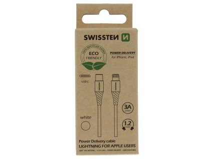 Swissten datový kabelusb-c/lightning bílý 1,2m (eco balení)