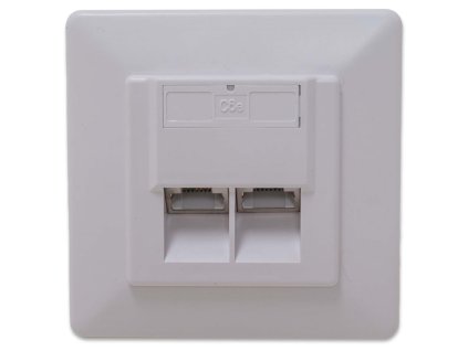 XtendLan Zásuvka 2xRJ45 stíněná pod omítku a při užití krabičky i na zeď, šikmý vývod, CAT6