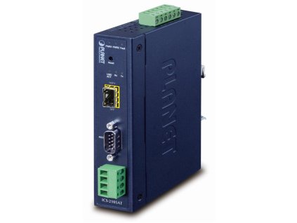 Planet průmyslový konvertor RS-232/422/485 na IP, 1x COM, 1x 100Base-FX/SFP, 9-48VDC, -40~+75°C, IP30, SNMP+Telnet