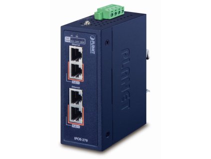 Planet IPOE-270 PoE průmyslový injektor, 2x port, 4x 1/2.5/5Gb, 2x 802.3bt 95/180W, DIN, IP30, -40~75°C, 48-56VDC