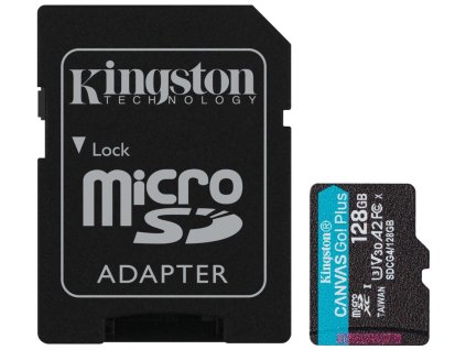 KINGSTON Canvas Go Plus Gen4 128GB microSDXC / C10 / UHS-I U3 V30 / up to  200MB/s / vč. adaptéru