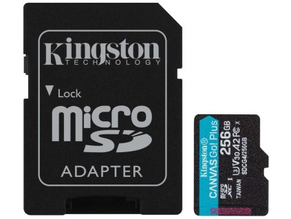 KINGSTON Canvas Go Plus Gen4 256GB microSDXC / C10 / UHS-I U3 V30 / up to  200MB/s / vč. adaptéru