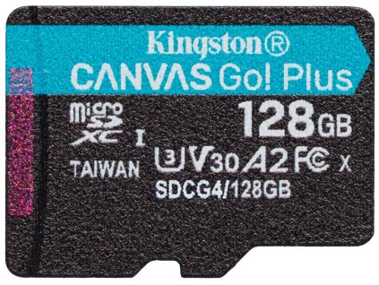 KINGSTON Canvas Go Plus Gen4 128GB microSDXC / C10 / UHS-I U3 V30 / up to  200MB/s / bez adaptéru