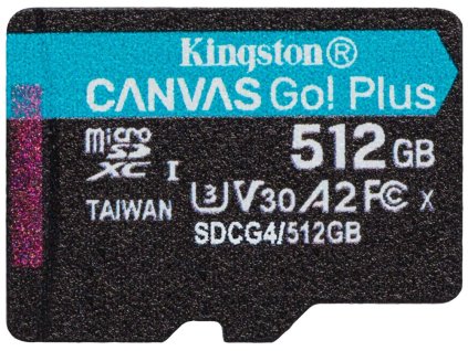 KINGSTON Canvas Go Plus Gen4 512GB microSDXC / C10 / UHS-I U3 V30 / up to  200MB/s / bez adaptéru