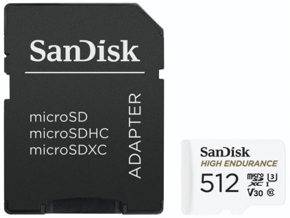 SanDisk High Endurance microSDXC 512GB / C10, U3, V30 / Full HD / 4K videos / dash cams & home monitoring / + SD Adaptér