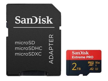 SanDisk Extreme PRO microSDXC 2TB  / A2 C10 V30 UHS-I U3 / 250MB/s & 150MB/s / SD Adaptér + 2 years RescuePRO
