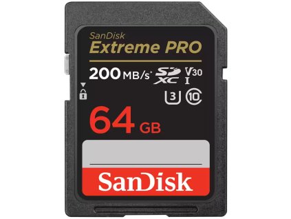 SanDisk Extreme PRO 64GB SDXC / UHS-I, Class 10, U3, V30 /  up to 200MB/s & 90MB/s Read/Write / + 2 years RescuePRO