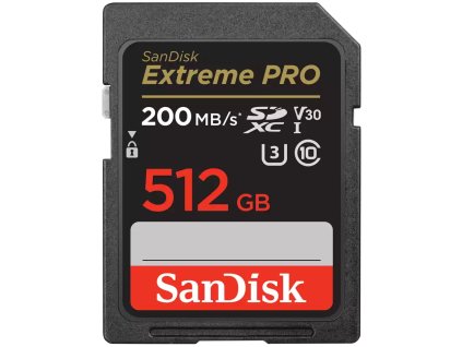SanDisk Extreme PRO 512GB SDXC / UHS-I, Class 10, U3, V30 /  up to 200MB/s & 140MB/s Read/Write / + 2 years RescuePRO