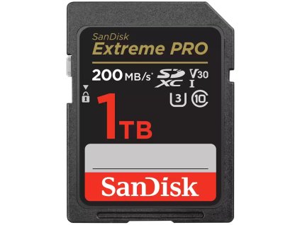 SanDisk Extreme PRO 1TB SDXC / UHS-I, Class 10, U3, V30 /  up to 200MB/s & 140MB/s Read/Write / + 2 years RescuePRO