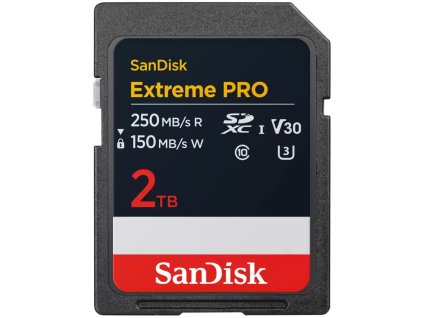 SanDisk Extreme PRO 2TB SDXC / UHS-I, Class 10, U3, V30 /  up to 250MB/s & 150MB/s Read/Write / + 2 years RescuePRO