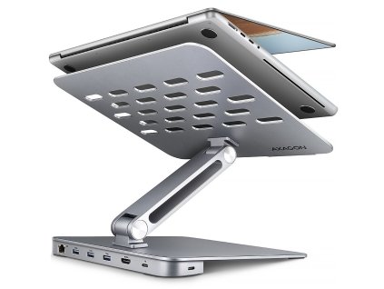AXAGON hliníkový stojan pro notebooky velikosti 10" - 16" s USB hubem / HMC-STND /  HDMI / 3xUSB-A / GLAN / PD