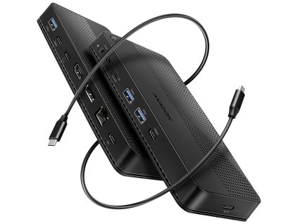 AXAGON dockovací stanice USB4 40Gbps s duálním 4K výstupem / HMC-U4 / HDMI / DP / PD100W / 5x USB / USB-C kabel 80cm