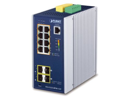 Planet IGS-5225-8P4S-12V průmyslový L3 switch, 8x1Gb, 2x1Gb SFP, 2x2.5Gb SFP, 8x PoE 802.3at 240W, 12-54VDC, -40~75°C