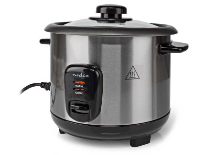 NEDIS rýžovar/ spotřeba 400 W/ objem 1,0 L/ nepřilnavý povrchy/ vyjímatelná miska/ automatické vypnutí/ černo-stříbrný