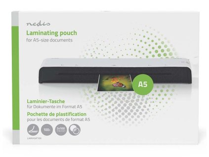 NEDIS laminovací fólie/ formát A5/ 100 mic/ rozměr 216 x 154 mm/ transparentní/ 100 pack