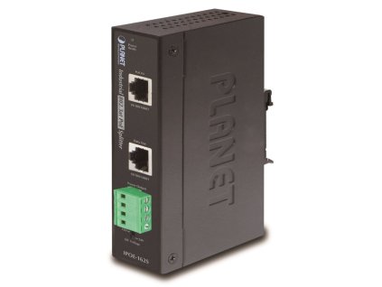 Planet IPOE-162S, PoE splitter, IEEE802.3at, výstup 12V/24V DC, DIN, IP30, -40~75 st.C
