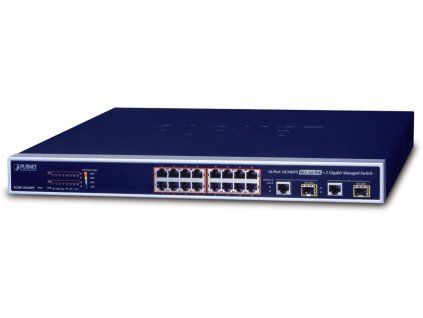 Planet FGSW-1816HPS L2 switch, 16x100Mb, 2x1Gb SFP, 16x PoE 802.3at 220W