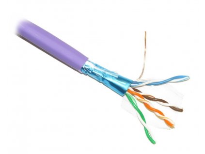 PLANET kabel FTP, drát, 4pár, Cat5e, LS0H, Dca, Planet Elite, fialový, metráž, cena 1m