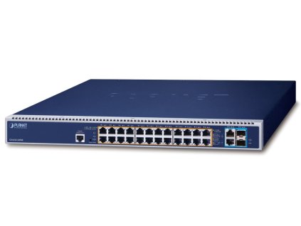 Planet GS-6322-24P4X L3 switch, 24x1Gb, 2x10Gb, 2x10Gb SFP+, 16x PoE 802.3bt 2280W, 2x power-in