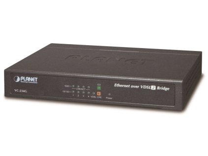 Planet VC-234G, Ethernet VDSL2 konvertor, 4x 1000Base-T, master/slave, profil 30a, G.993.5 Vectoring, G.INP
