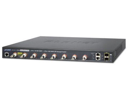 Planet LRP-822CS, COAX PoE switch, 8x 100Base-TX, 2x SFP/TP, IEEE802.3at, Web/SNMPv3, IGMPv3, QoS, VLAN