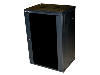 XtendLan 22U/600x450, na zeď, jednodílný, skleněné dveře černý