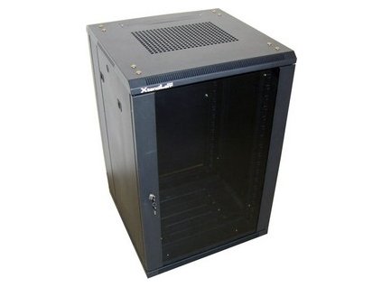 XtendLan 32U/600x800 stojanový, černý, skleněné dveře, plná záda