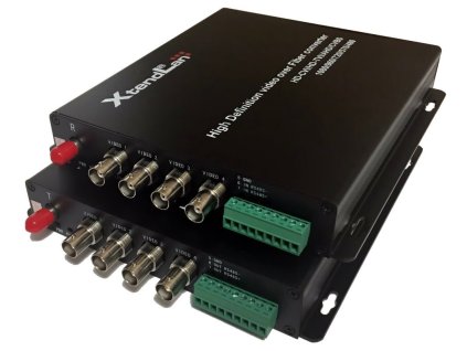 XtendLan HD-CVI/AHD/TVI/PAL opto konvertor, až do 5Mpix, 4x video, 1x COM, SC, single i multimode, pár