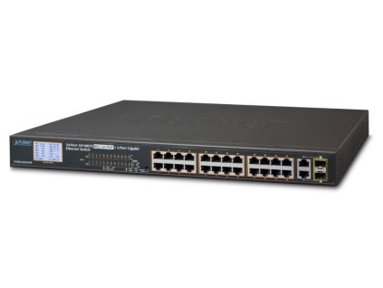 Planet FGSW-2622VHP PoE switch, 24x100Mb + 2x1Gb/SFP, LCD, VLAN, PoE 802.3at 30/300W