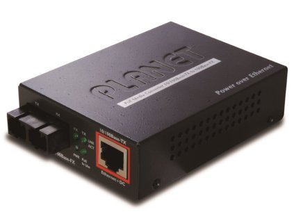 Planet FTP-802S15 konvertor 10/100Base-FX SM SC, PoE injektor 802.3af, singlemode