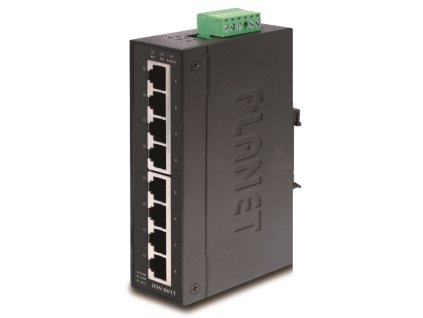Planet ISW-801T, 8x 10/100, DIN,IP30, rozšířený teplotní rozsah -40~75°C,  IEEE 802.3az (EEE), EFT+ESD