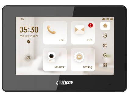 Dahua Bytový monitor IP/ touch 7" 1024x600/ Ethernet+WiFi/ PoE 802.3af/ paměť/ CZ menu/ černý