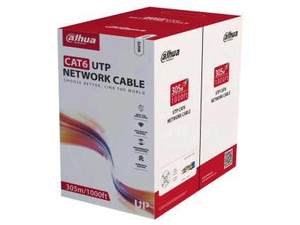 Dahua kabel UTP, Cat6, drát, 4pár, PCV, Dca (balení 305m)