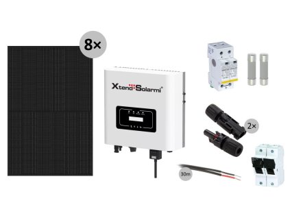 Solarmi 3000M solární elektrárna: 3kW síťový měnič s limiterem + 8x 450Wp solární panel