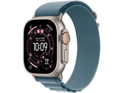 Apple Watch Ultra 3 49mm Přírodní titan se světle modrým alpským tahem - M