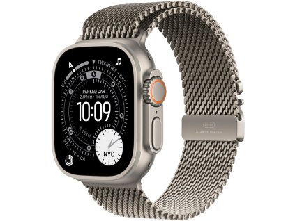 Apple Watch Ultra 3 49mm Přírodní titan s přírodním titanovým milánským tahem - S