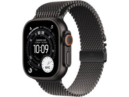 Apple Watch Ultra 3 49mm Černý titan s černým titanovým milánským tahem - M