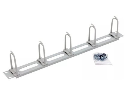 Triton 19" vyvazovací panel 1U,6xháček velký zacvak.pro čtver.otvor9x9,ovál.díry, RAL7035