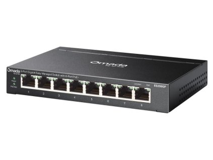 TP-Link ES208GP, Omada 8-Port Gigabit Easy Managed Switch, 8x GLAN PoE+, 64W PoE budget