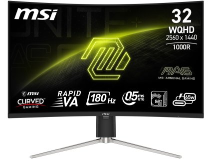 MSI Gaming MAG 325CQRF QD E2/ 31,5" zakřivený/ 2560x1440 / VA LED/ 0,5ms/ 180Hz/ 300cd/m2/ 3500:1/ HDMI/ DP/ VESA/ černý
