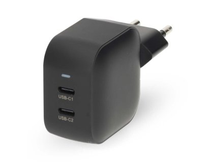 NEDIS síťová nabíječka/ 45 W/ PD 3.0/ rychlé nabíjení/ 2.25 / 3.0 A/ 2x USB-C/ černá