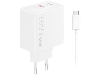 Lenovo Dual USB-C 65W GaN Charger, white