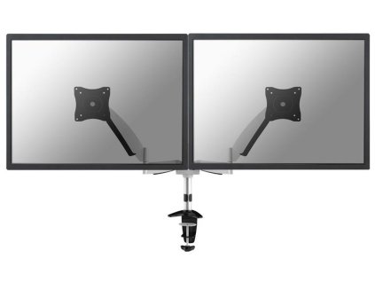 Neomounts FPMA-D950D/Držák displeje/na stůl/10-27"/svorka+průchodka/VESA 100X100/plyn. píst/nosn.2x9kg/2 displeje/stříbr