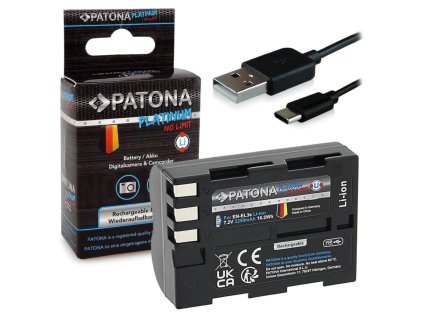 PATONA baterie pro foto Nikon EN-EL3E 2250mAh Li-Ion Platinum USB-C nabíjení