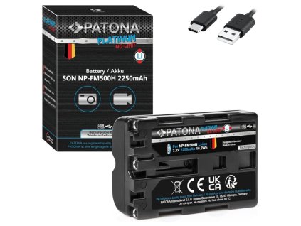 PATONA baterie pro foto Sony NP-FM500H 2250mAh Li-Ion Platinum USB-C nabíjení